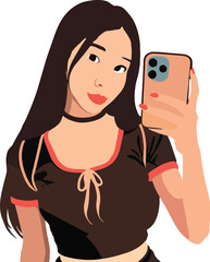 Stylish young woman taking a selfie with smartphone