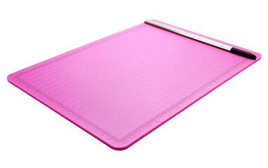 Pink Cutting Board With Pen. On White or PNG Transparent Background.