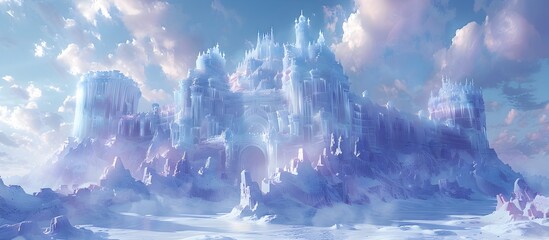 Majestic Ice Castle Exterior in a Dreamlike Winter Landscape