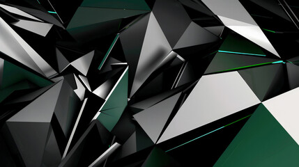 Obraz premium Emerald Nexus: Black and Green Geometric Abstraction. Generative AI