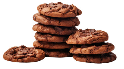 Fototapeta na wymiar Stack of Chocolate Chip Cookies on White Background. On White or PNG Transparent Background.