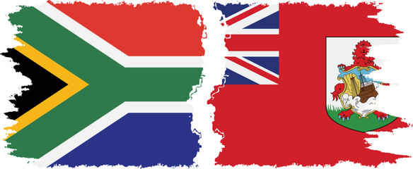 Bermuda and South Africa grunge flags connection vector