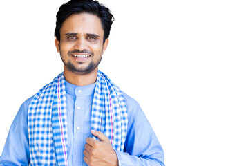 portrait of a rural area villager young farmer man copy space