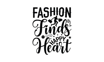 Fashion Finds Happy Heart - Shopping T-Shirt Design, This illustration can be used as a print on t-shirts and bags, stationary or as a poster.