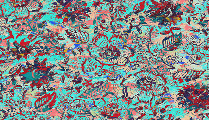 Carpet and Fabric print design with grunge and distressed texture repeat pattern 
