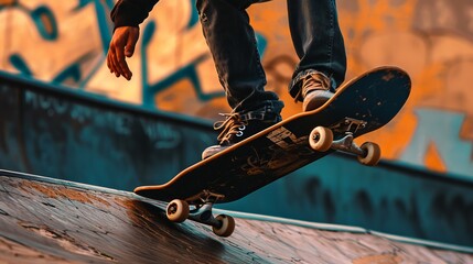 City Skate Park: A skateboarder performing tricks