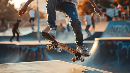 City Skate Park: A skateboarder performing tricks