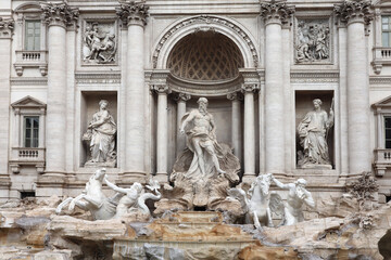 Fototapeta na wymiar View of Trevi Fountain in Rome, Italy 