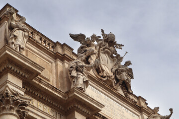 Fototapeta na wymiar Fragment of Trevi Fountain in Rome, Italy 
