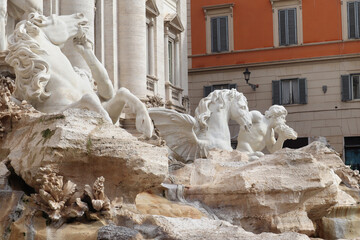 Fragment  of Trevi Fountain in Rome, Italy