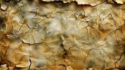 Old parchment paper sheet ancient vintage texture background with cracked edges Generative AI Illustration