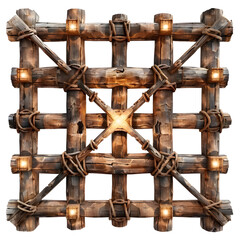 Estrutura de madeira com luz e corda