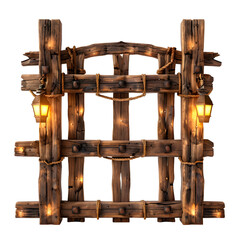 Estrutura de madeira com luz e corda