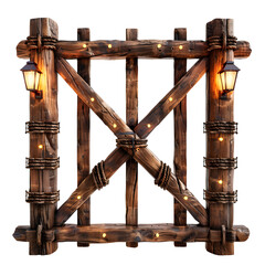 Estrutura de madeira com luz e corda