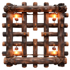 Estrutura de madeira com luz e corda