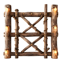 Estrutura de madeira com luz e corda