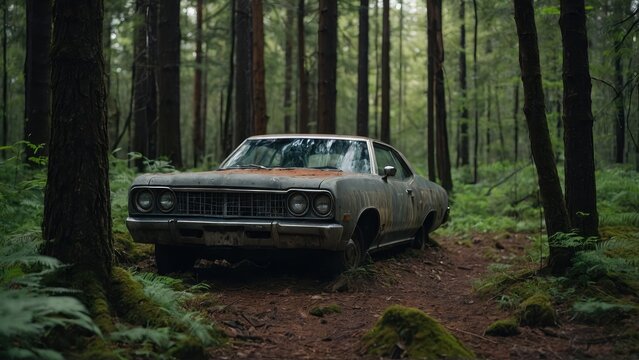 old car in the jungle