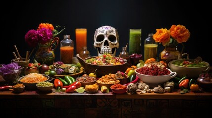 Cultural Convergence: Day Of The Dead Altar Infused with Global Cuisine