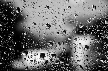 Window with drops of water - obrazy, fototapety, plakaty