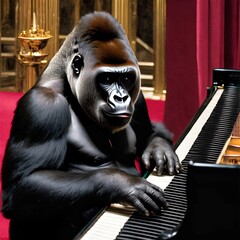 gorilla playing the piano. generative ai