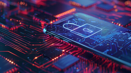 Secure Connectivity: Padlock on Mobile Screen. Generative AI