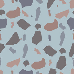 Terrazzo imitation seamless pattern. Realistic marble texture with stone fragments