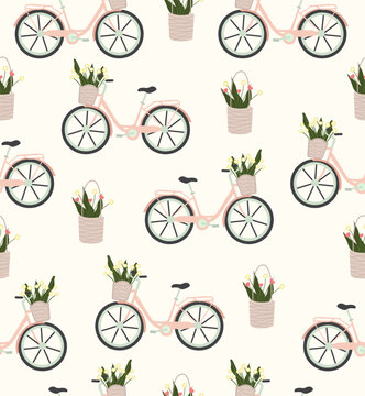 seamless pattern with bicycles