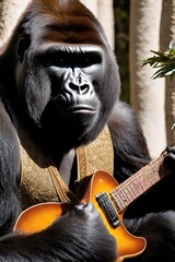 musician gorilla. generative ai
