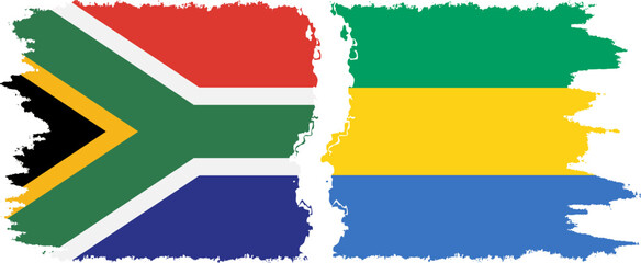 Gabon and South Africa grunge flags connection vector