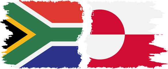 Greenland and South Africa grunge flags connection vector