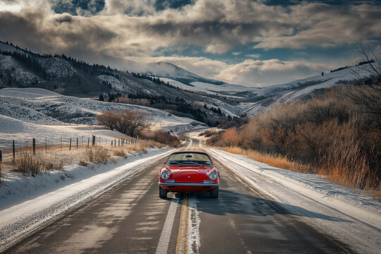 porche car driving on the road