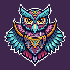 Feathers of Fate - Design a t-shirt sticker showcasing an owl with intricate patterns on its feathers, accompanied by a poetic ode to the owl as a symbol of fate and destiny