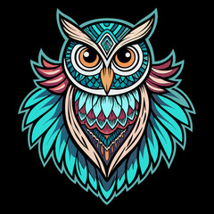 Feathers of Fate - Design a t-shirt sticker showcasing an owl with intricate patterns on its feathers, accompanied by a poetic ode to the owl as a symbol of fate and destiny