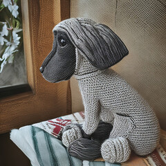 Do-it-yourself pet knitted from yarn. Amigurumi.