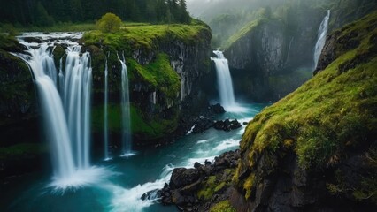 waterfall in the mountains