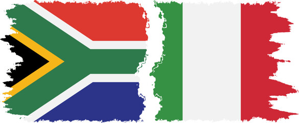 Italy and South Africa grunge flags connection vector
