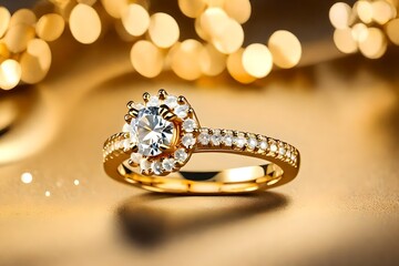 Beautiful gold engagement ring with a diamond