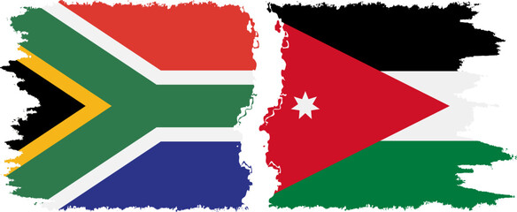 Jordan and South Africa grunge flags connection vector