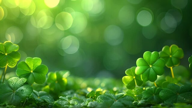 Abstract Bokeh background frame, in the style of St Patricks Day clovers, vector illustration, generative ai