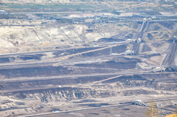 Open-pit brown coal mine in Bełchatów. The largest earth hole in Europe. Industry. Energy. Power Industry