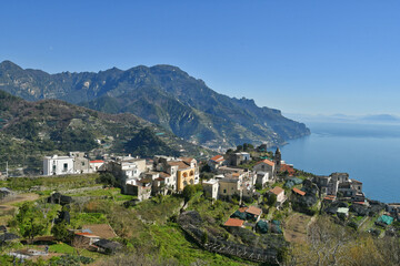 Panoramic view of the Amalfi coast in the province of Salerno, Italy.