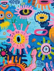 Fototapeta premium A painting featuring a variety of colors and shapes arranged in a vibrant and dynamic composition
