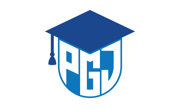 PGJ initial letter academic logo design vector template. school college logo, university logo, graduation cap logo, institute logo, educational logo, library logo, teaching logo, book shop, varsity