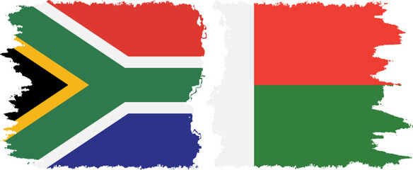 Madagascar and South Africa grunge flags connection vector