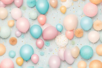 Fototapeta na wymiar Seamless Pattern for Birthday in Pastel Tones