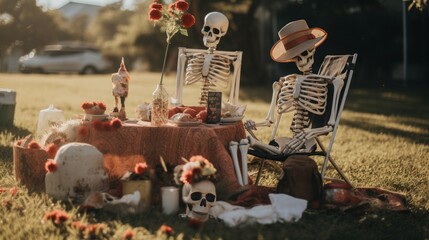 Dearly Departed Picnic: Skeleton Family's Dia De Los Muertos Celebration
