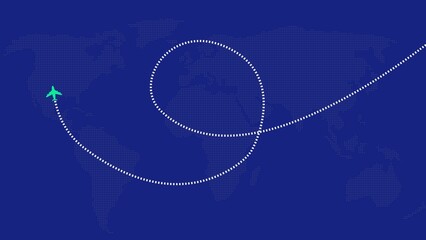 World map with airplane, flight routes and pins © Stock motion CK
