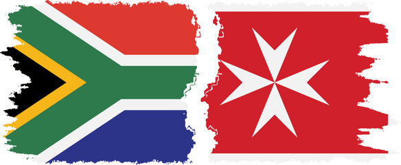 Malta and South Africa grunge flags connection vector