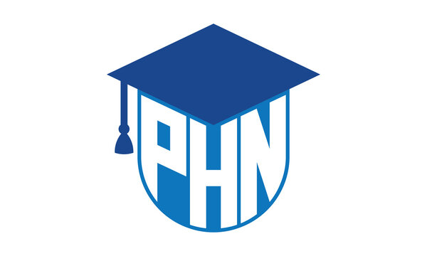 PHN initial letter academic logo design vector template. school college logo, university logo, graduation cap logo, institute logo, educational logo, library logo, teaching logo, book shop, varsity