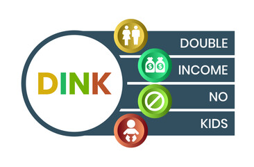 DINK Dual Income No Kids acronym. vector illustration concept with keywords and icons. lettering illustration with icons for web banner, flyer